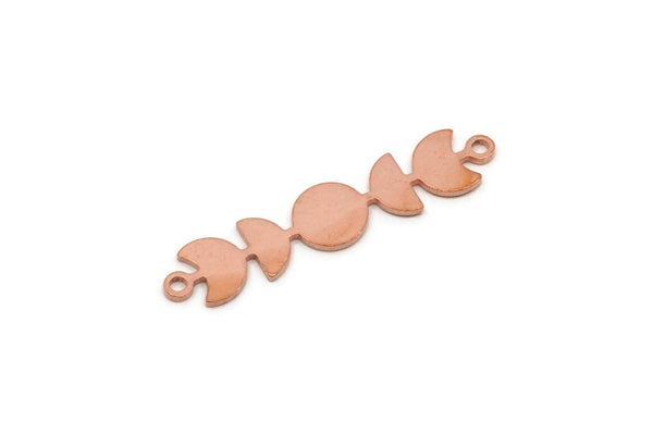 Copper Moon Charm, Raw Copper Moon Phases Charms With 2 Loops, Earring Findings (33x7x0.80mm) SMP2832