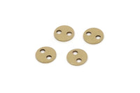 Brass Round Charm, Raw Brass Tiny Round Charms With 2 Holes, Connector Part (7x0.80mm) SY0355