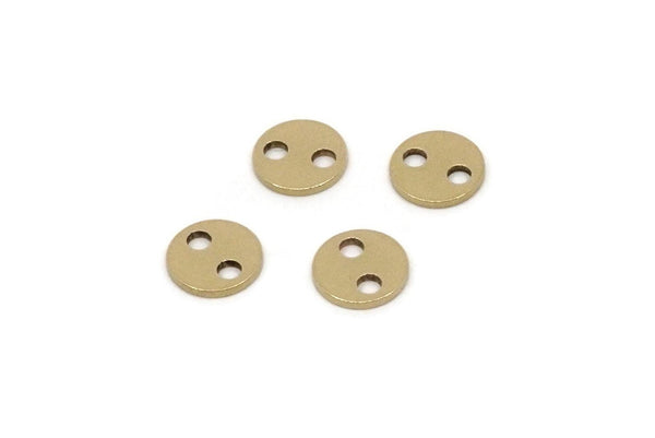 Brass Round Charm, Raw Brass Tiny Round Charms With 2 Holes, Connector Part (7x0.80mm) SY0355