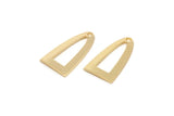 Half Ellipse Charm, 4 Gold Plated Brass Half Ellipse Shape Charms With 1 Hole, Pendants, Earrings, Findings (23x12x0.70mm) B0231