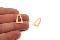 Half Ellipse Charm, 4 Gold Plated Brass Half Ellipse Shape Charms With 1 Hole, Pendants, Earrings, Findings (23x12x0.70mm) B0231