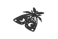 Siyah Kelebek Tılsımı, 1 Halkalı 2 Oksitlenmiş Siyah Pirinç Kelebek Tılsımı, Küpe Parçaları (36x33x0,60 mm) A5339