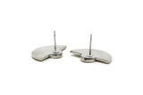 Silver Sun Earring, 2 Silver Tone Sunshine Stud Earrings - Pad Size 6mm (22x15mm) N1115