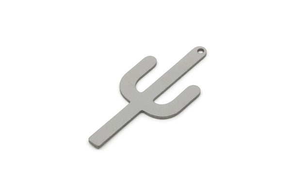 Steel Cactus Charm, Stainless Steel Cactus Charms With 1 Hole, Findings (36x16x0.80mm) F053