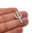 Steel Cactus Charm, Stainless Steel Cactus Charms With 1 Hole, Findings (36x16x0.80mm) F053