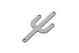 Steel Cactus Charm, Stainless Steel Cactus Charms With 4 Holes, Findings (36x16x0.80mm) F050