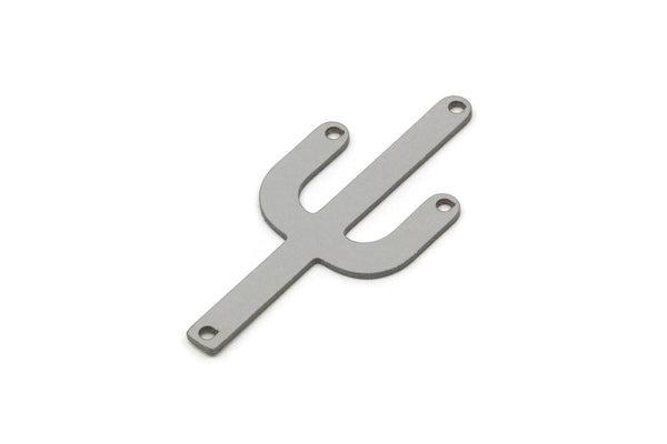 Steel Cactus Charm, Stainless Steel Cactus Charms With 4 Holes, Findings (36x16x0.80mm) F050
