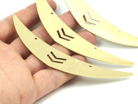 Chevron Choker Pendant - 2 Raw Brass Chevron Choker Pendants With 2 Holes (113x23mm)   D0195--C084