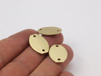 Brass Oval Blank, 12 Raw Brass Blanks with 2 Hole (21x14x0.80mm)   D163--N0662