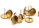 Iron Earring Post, 50 Iron Earring Posts With Raw Brass 10mm Pad, Ear Studs Bs-1270