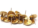 Iron Earring Post, 50 Iron Earring Posts With Raw Brass 10mm Pad, Ear Studs Bs-1270