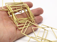 Square Ring Charm, 6 Raw Brass Square Connectors (42mm) Bs 1310
