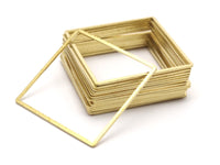 Square Ring Charm, 6 Raw Brass Square Connectors (42mm) Bs 1310
