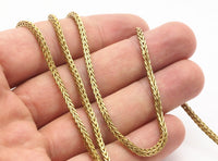 Tiny Snake Chain, 1M Raw Brass Square Chain (2.7mm) Bs 1370