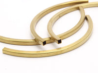 Brass Noodle Tube, 12 Square Curved Raw Brass Tubes (4x4x95) Bs 1529