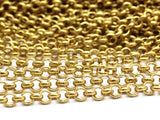 5 M. Raw Brass Open Link Rolo Chain , ( 3.2mm ) BS 1017