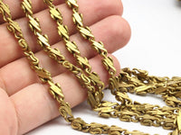 Link Chain, Faceted Chain, Brass Chain, 2 M Faceted Raw Brass Chain (5x3.2mm) Bs 1366