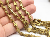 Link Chain, Faceted Chain, Brass Chain, 2 M Faceted Raw Brass Chain (5x3.2mm) Bs 1366