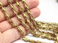 Link Chain, Faceted Chain, Brass Chain, 2 M Faceted Raw Brass Chain (5x3.2mm) Bs 1366