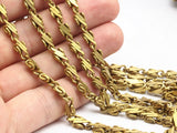 Link Chain, Faceted Chain, Brass Chain, 2 M Faceted Raw Brass Chain (5x3.2mm) Bs 1366