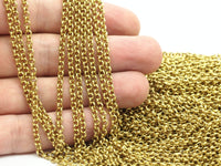 5 M. Raw Brass Open Link Rolo Chain , ( 3.2mm ) BS 1017