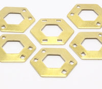 Brass Hexagon Charm, 12 Raw Brass Hexagons With 4 Holes (20x0.80mm) D0149