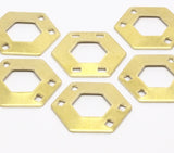 Brass Hexagon Charm, 12 Raw Brass Hexagons With 4 Holes (20x0.80mm) D0149