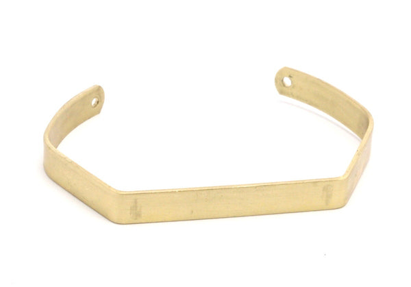 Brass Cuff Bracelet - 8 Raw Brass Cuff Bracelet Blank Bangle With 2 Holes (145x6x1mm) BRC066