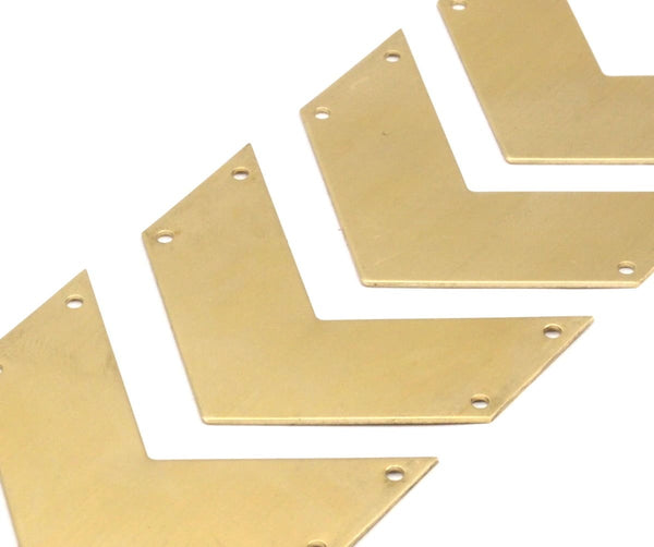 Brass Charm, Raw Brass Chevrons 4 Holes (40x15x0.80mm) A0824--N0600