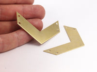 Chevron Choker Finding, Raw Brass Chevrons with 4 Holes (50x15x0.80mm) A0827--N0605