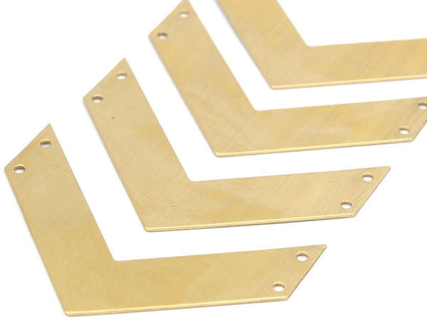Brass Charm, Raw Brass Chevrons 4 Holes (60x15x0.80mm) A0858--N0610