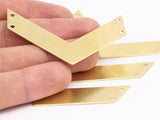 Brass Charm, Raw Brass Chevrons 4 Holes (60x15x0.80mm) A0858--N0610