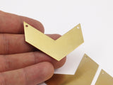 Brass Chevron Charm, Raw Brass Chevrons with 2 Holes (50x20x0.80mm) N0625
