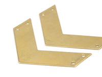 Chevron Choker Finding, Raw Brass Chevrons with 4 Holes (50x15x0.80mm) A0827--N0605