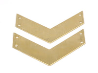 Chevron Choker Finding, Raw Brass Chevrons with 4 Holes (50x15x0.80mm) A0827--N0605