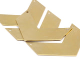 Brass Chevron Charm, Raw Brass Chevrons with 2 Holes (50x20x0.80mm) N0625