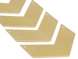 Brass Chevron Charm, Raw Brass Chevrons with 2 Holes (50x20x0.80mm) N0625