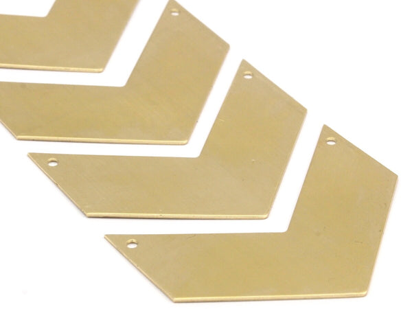 Brass Chevron Charm, Raw Brass Chevrons with 2 Holes (50x20x0.80mm) N0625