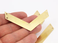 Chevron 7 Raw Brass Chevrons with 4 Holes  (70x15x0.80mm) A0895--N0613