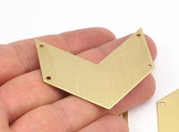 7 Raw Brass Chevrons 4 Holes  (50x25x0.80mm) N0642
