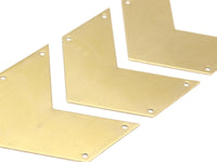 7 Raw Brass Chevrons 4 Holes  (50x25x0.80mm) N0642