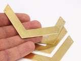 Brass Charm, Raw Brass Chevron 4 Holes  (80x15x0.80mm)  A0892--N0619