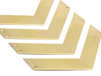 Chevron 7 Raw Brass Chevrons with 4 Holes  (70x15x0.80mm) A0895--N0613