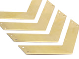 Chevron 7 Raw Brass Chevrons with 4 Holes  (70x15x0.80mm) A0895--N0613