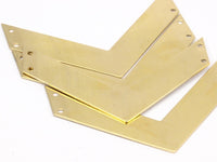 Chevron 7 Raw Brass Chevrons with 4 Holes  (70x15x0.80mm) A0895--N0613