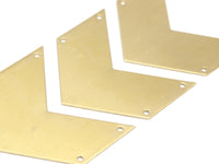 7 Raw Brass Chevrons 4 Holes  (50x25x0.80mm) N0642