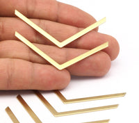 Tiny Chevron Charm, 30 Raw Brass Chevron Charms (60x3x0.80mm) A0862--N0640
