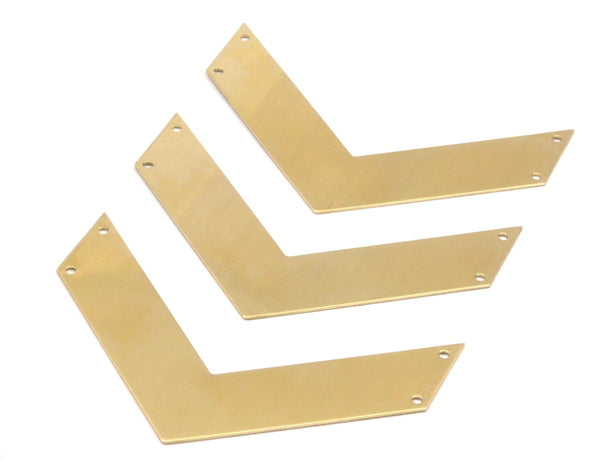 Brass Chevron Pendant, Raw Brass Chevrons with 4 Holes  (80x20x0.80mm) A0837--N0653