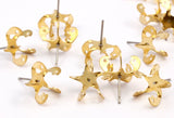 Steel Posts Rhinestone Stud, 24 Stainless Steel Earring Posts With Raw Brass 8mm Pad, Ear Studs For Chaton Rhinestone Bs-1256