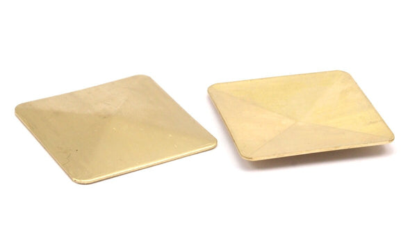 Square Pyramid Pendant, 6 Raw Brass Square Pyramid Pendants  (35x0.80mm) A0874